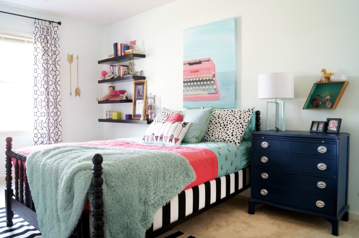 Girl's Room Fit for a Teen in Aqua and Coral - Maggie Overby Studios